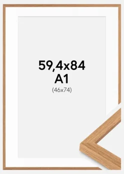 Ramme Modern Teak 59,4x84 cm - Passepartout Hvid 47x75 cm
