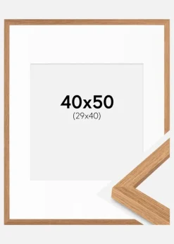 Ramme Modern Teak 40x50 cm - Passepartout Hvid 30x41 cm