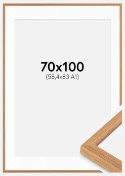 Ramme Modern Teak 70x100 cm - Passepartout Hvid 59,4x84 cm