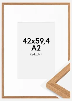 Ramme Modern Teak 42x59 cm - Passepartout Hvid 25x38 cm