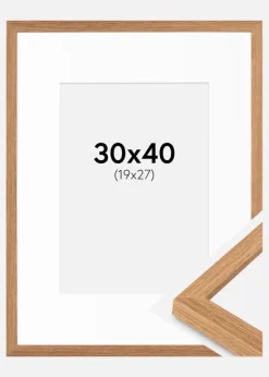 Ramme Modern Teak 30x40 cm - Passepartout Hvid 20x28 cm