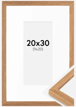 Ramme Modern Teak 20x30 cm - Passepartout Hvid 10x21 cm