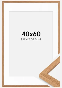 Ramme Modern Teak 40x60 cm - Passepartout Hvid 32,9x48,3 cm