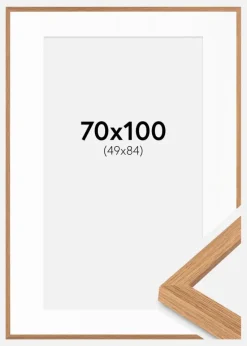Ramme Modern Teak 70x100 cm - Passepartout Hvid 50x85 cm