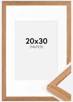 Ramme Modern Teak 20x30 cm - Passepartout Hvid 15x21 cm
