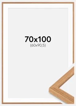 Ramme Modern Teak 70x100 cm - Passepartout Hvid 61x91,5 cm