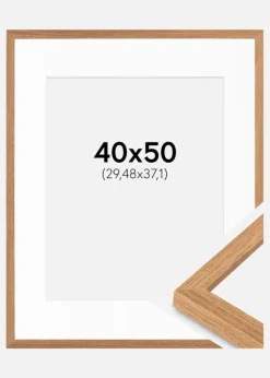 Ramme Modern Teak 40x50 cm - Passepartout Hvid 12x15 inches