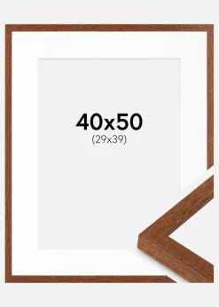 Ramme Modern varmt Brun 40x50 cm - Passepartout Hvid 30x40 cm