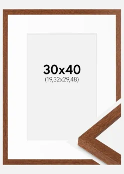 Ramme Modern varmt Brun 30x40 cm - Passepartout Hvid 8x12 inches