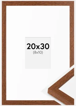 Ramme Modern varmt Brun 20x30 cm - Passepartout Hvid 9x11 cm