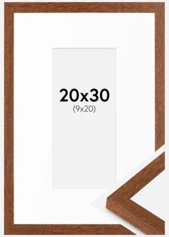 Ramme Modern varmt Brun 20x30 cm - Passepartout Hvid 10x21 cm