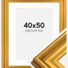 Ramme Mora Premium Guld 40x50 cm - Passepartout Hvid 29,7x42 cm (A3)