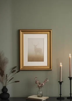 Ramme Mora Premium Guld 50x70 cm - Passepartout Hvid 33x56 cm