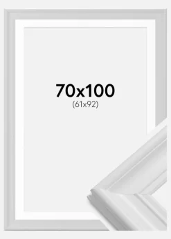 Ramme Mora Premium Hvid 70x100 cm - Passepartout Hvid 62x93 cm