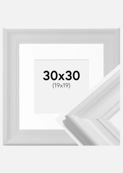 Ramme Mora Premium Hvid 30x30 cm - Passepartout Hvid 20x20 cm