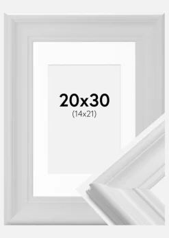 Ramme Mora Premium Hvid 20x30 cm - Passepartout Hvid 15x22 cm