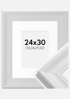 Ramme Mora Premium Hvid 24x30 cm - Passepartout Hvid 6x8 inches