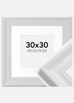 Ramme Mora Premium Hvid 30x30 cm - Passepartout Hvid 8x8 inches