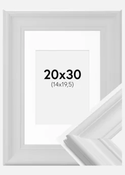 Ramme Mora Premium Hvid 20x30 cm - Passepartout Hvid 15x21 cm (A5)