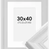 Ramme Mora Premium Hvid 30x40 cm - Passepartout Hvid 8x12 inches