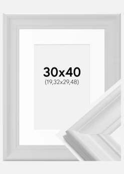 Ramme Mora Premium Hvid 30x40 cm - Passepartout Hvid 8x12 inches