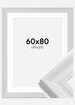 Ramme Mora Premium Hvid 60x80 cm - Passepartout Hvid 50x70 cm