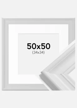 Ramme Mora Premium Hvid 50x50 cm - Passepartout Hvid 35x35 cm