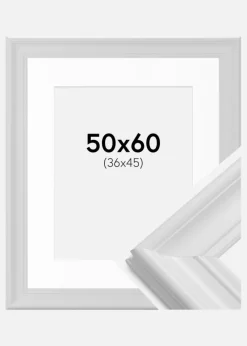 Ramme Mora Premium Hvid 50x60 cm - Passepartout Hvid 37x46 cm