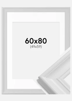 Ramme Mora Premium Hvid 60x80 cm - Passepartout Hvid 50x60 cm