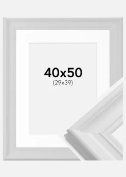 Ramme Mora Premium Hvid 40x50 cm - Passepartout Hvid 30x40 cm