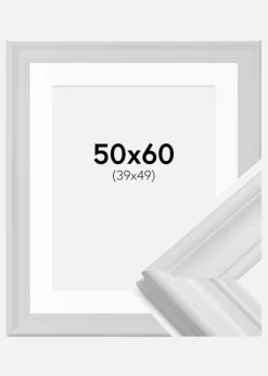 Ramme Mora Premium Hvid 50x60 cm - Passepartout Hvid 40x50 cm