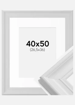 Ramme Mora Premium Hvid 40x50 cm - Passepartout Hvid 27,5x37 cm