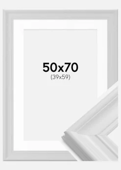 Ramme Mora Premium Hvid 50x70 cm - Passepartout Hvid 40x60 cm