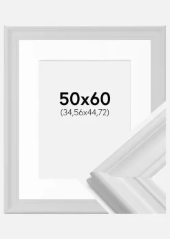 Ramme Mora Premium Hvid 50x60 cm - Passepartout Hvid 14x18 inches