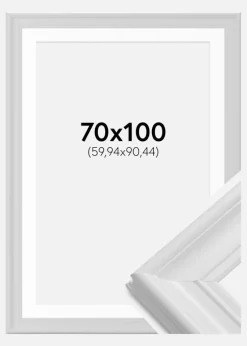 Ramme Mora Premium Hvid 70x100 cm - Passepartout Hvid 24x36 inches