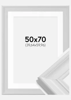 Ramme Mora Premium Hvid 50x70 cm - Passepartout Hvid 16x24 inches