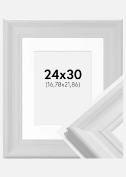 Ramme Mora Premium Hvid 24x30 cm - Passepartout Hvid 7x9 inches