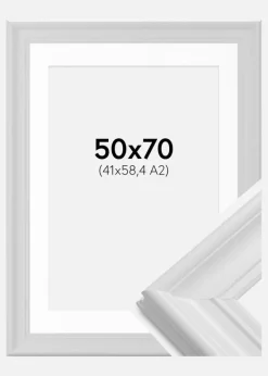 Ramme Mora Premium Hvid 50x70 cm - Passepartout Hvid 42x59,4 cm (A2)