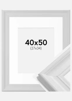 Ramme Mora Premium Hvid 40x50 cm - Passepartout Hvid 28x35 cm