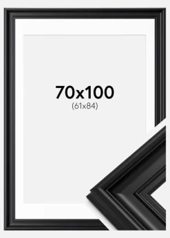 Ramme Mora Premium Sort 70x100 cm - Passepartout Hvid 62x85 cm