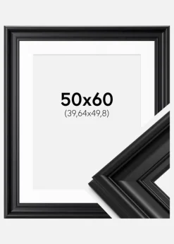 Ramme Mora Premium Sort 50x60 cm - Passepartout Hvid 16x20 inches