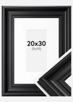Ramme Mora Premium Sort 20x30 cm - Passepartout Hvid 10x20 cm