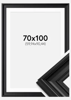 Ramme Mora Premium Sort 70x100 cm - Passepartout Hvid 24x36 inches