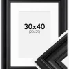 Ramme Mora Premium Sort 30x40 cm - Passepartout Hvid 21x30 cm