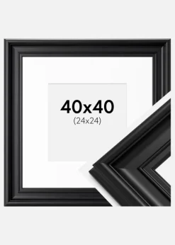 Ramme Mora Premium Sort 40x40 cm - Passepartout Hvid 25x25 cm