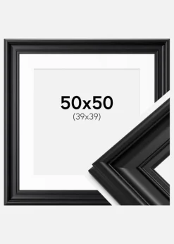 Ramme Mora Premium Sort 50x50 cm - Passepartout Hvid 40x40 cm