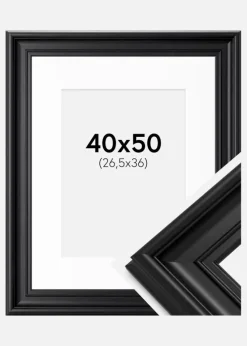 Ramme Mora Premium Sort 40x50 cm - Passepartout Hvid 27,5x37 cm