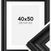 Ramme Mora Premium Sort 40x50 cm - Passepartout Hvid 29,7x42 cm (A3)