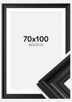 Ramme Mora Premium Sort 70x100 cm - Passepartout Hvid 61x91,5 cm