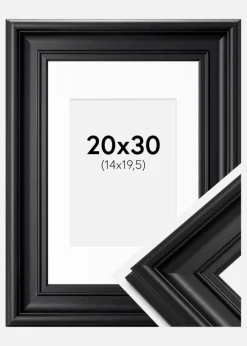 Ramme Mora Premium Sort 20x30 cm - Passepartout Hvid 15x21 cm (A5)